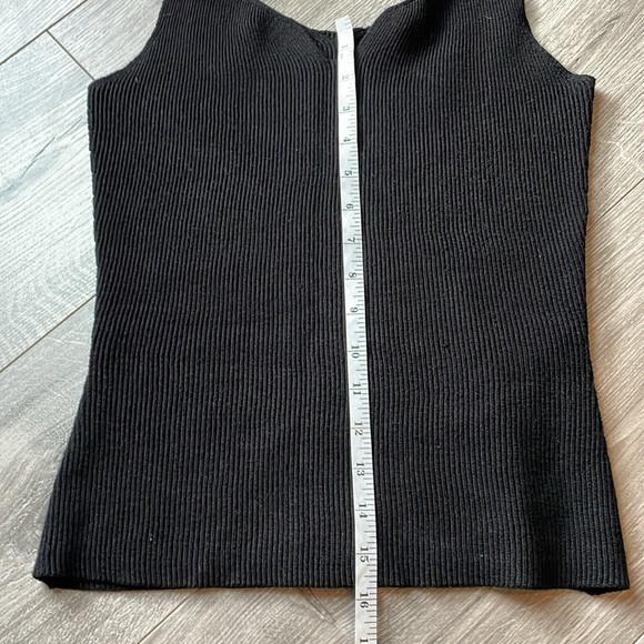 Black, ribbed, sleeveless, knit, stretchy, tank top. - Picture 5 of 6